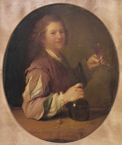 Zelfportret van de kunstenaar drinkend, 1724 door Jean Alexis Grimou